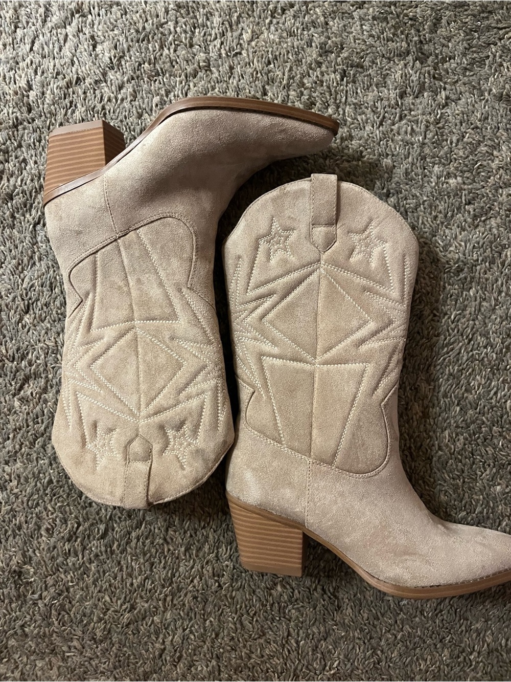 Women's Suede cowboy Boots - Beige